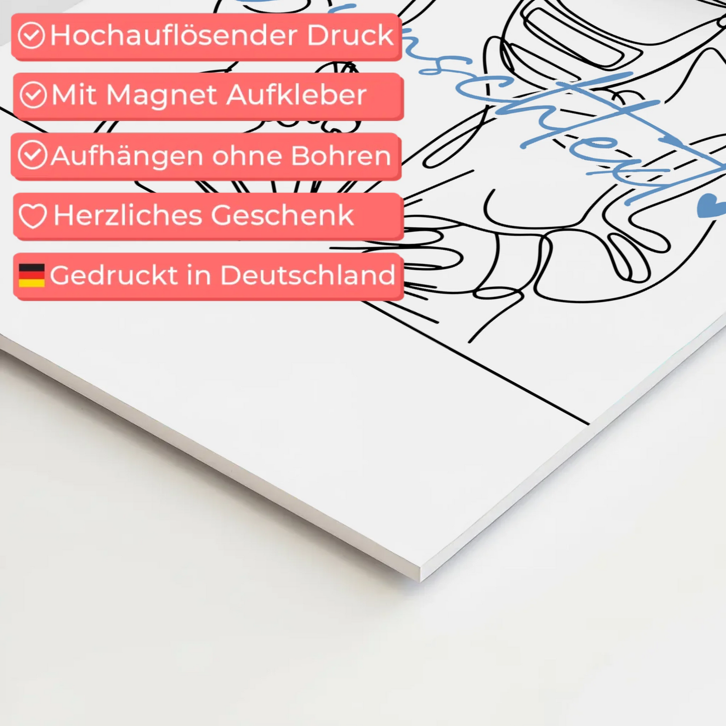 Lineart Fotoboard Magnet Wandbild Schweißer Geschenk Sohn & Bruder 10