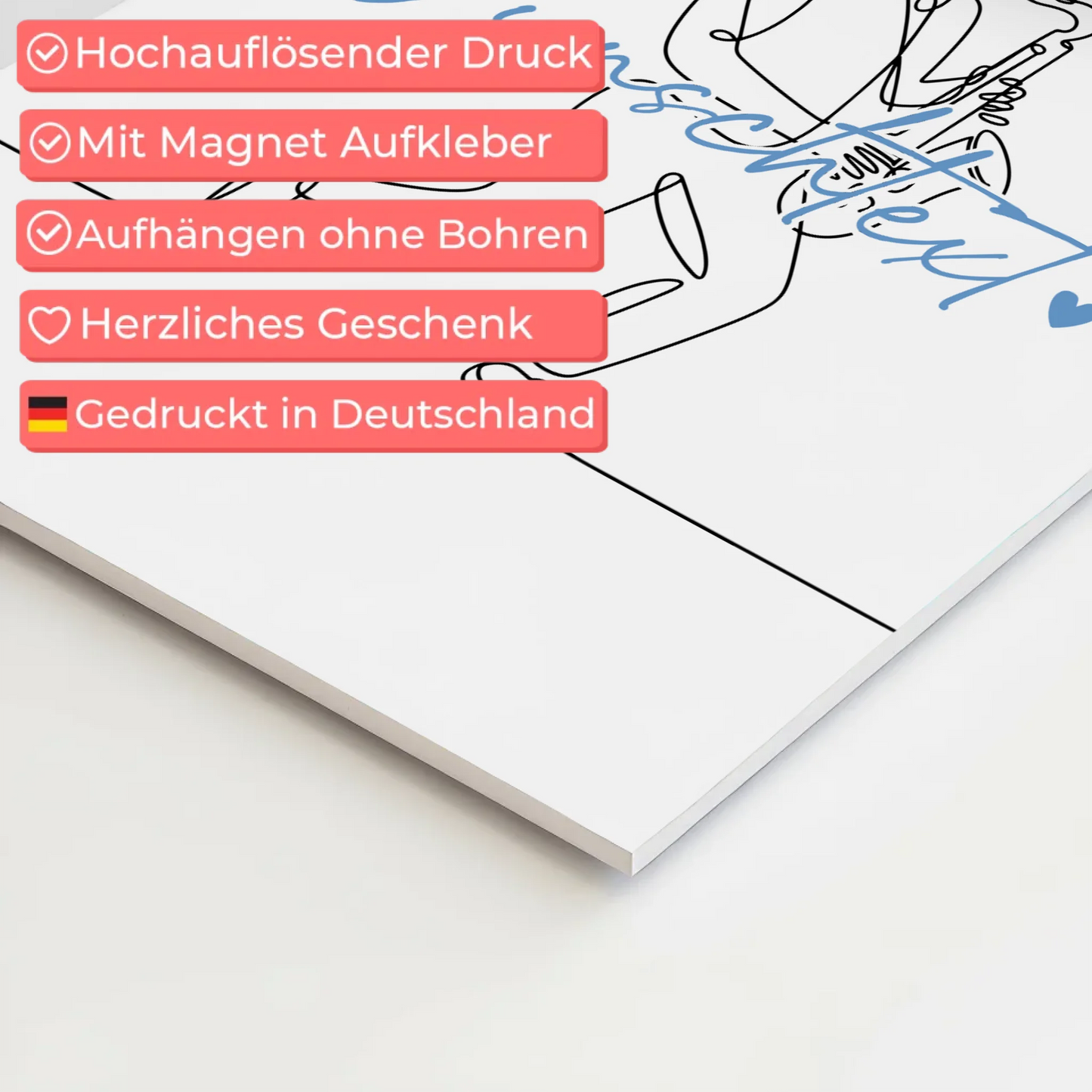 Personalisiertes Fotoboard Magnetisch Lineart Saxophon Geschenk Sohn & Bruder 10