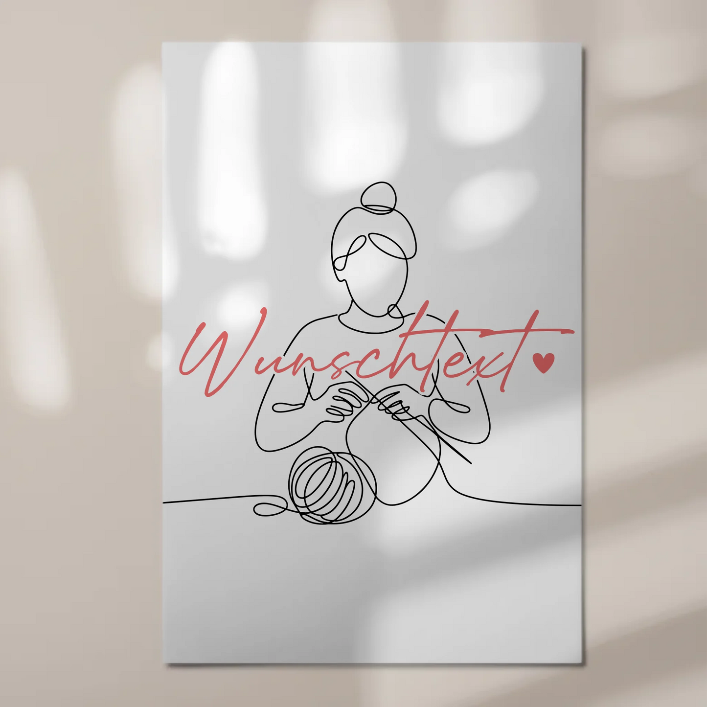 Lineart Fotoboard Magnet Wandbild Stricken Geschenk Tochter & Schwester