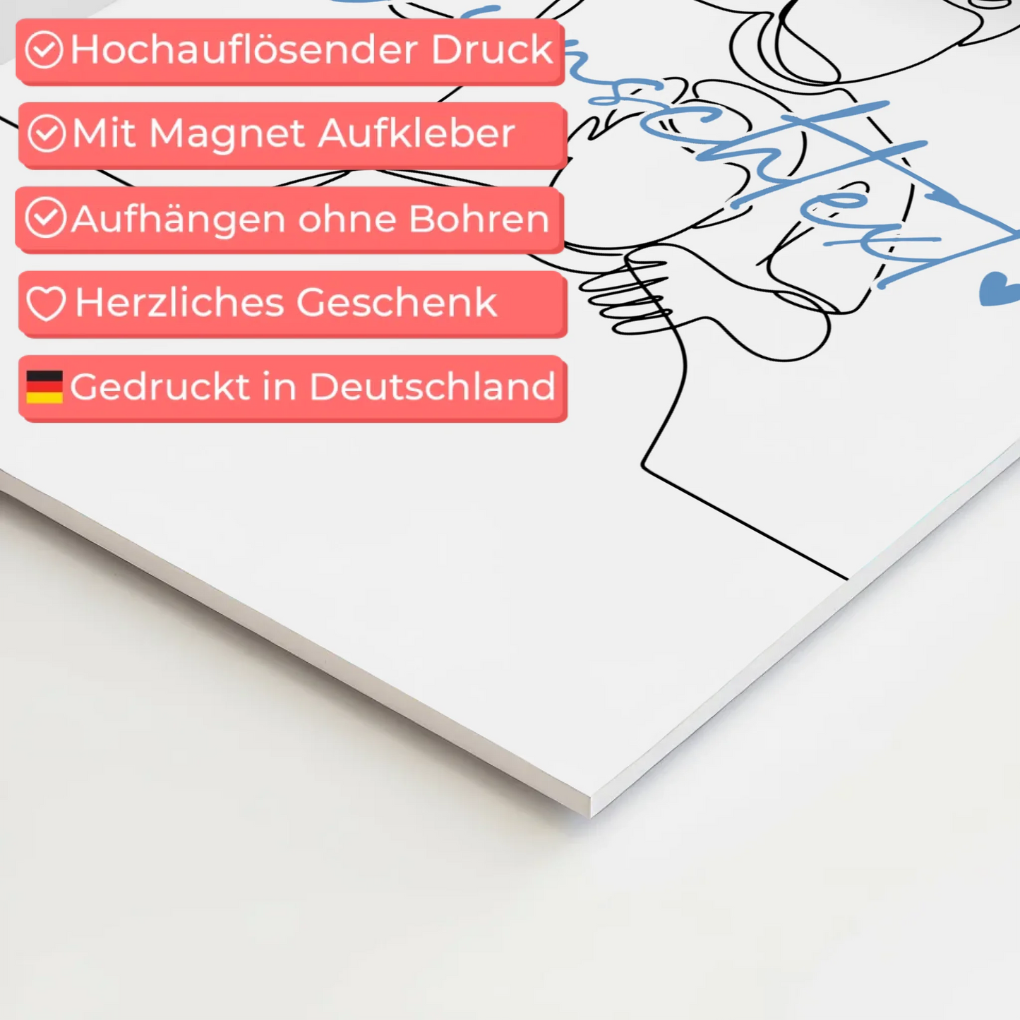 Personalisiertes Fotoboard Magnetisch Lineart Friseur Geschenk Sohn & Bruder 10