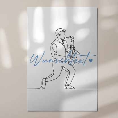 Personalisiertes Fotoboard Magnetisch Lineart Saxophon Geschenk Sohn & Bruder