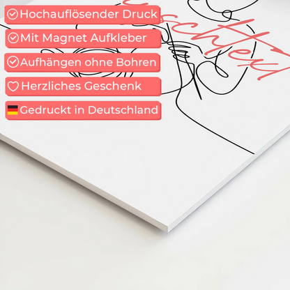 Lineart Fotoboard Magnet Wandbild Stricken Geschenk Tochter & Schwester