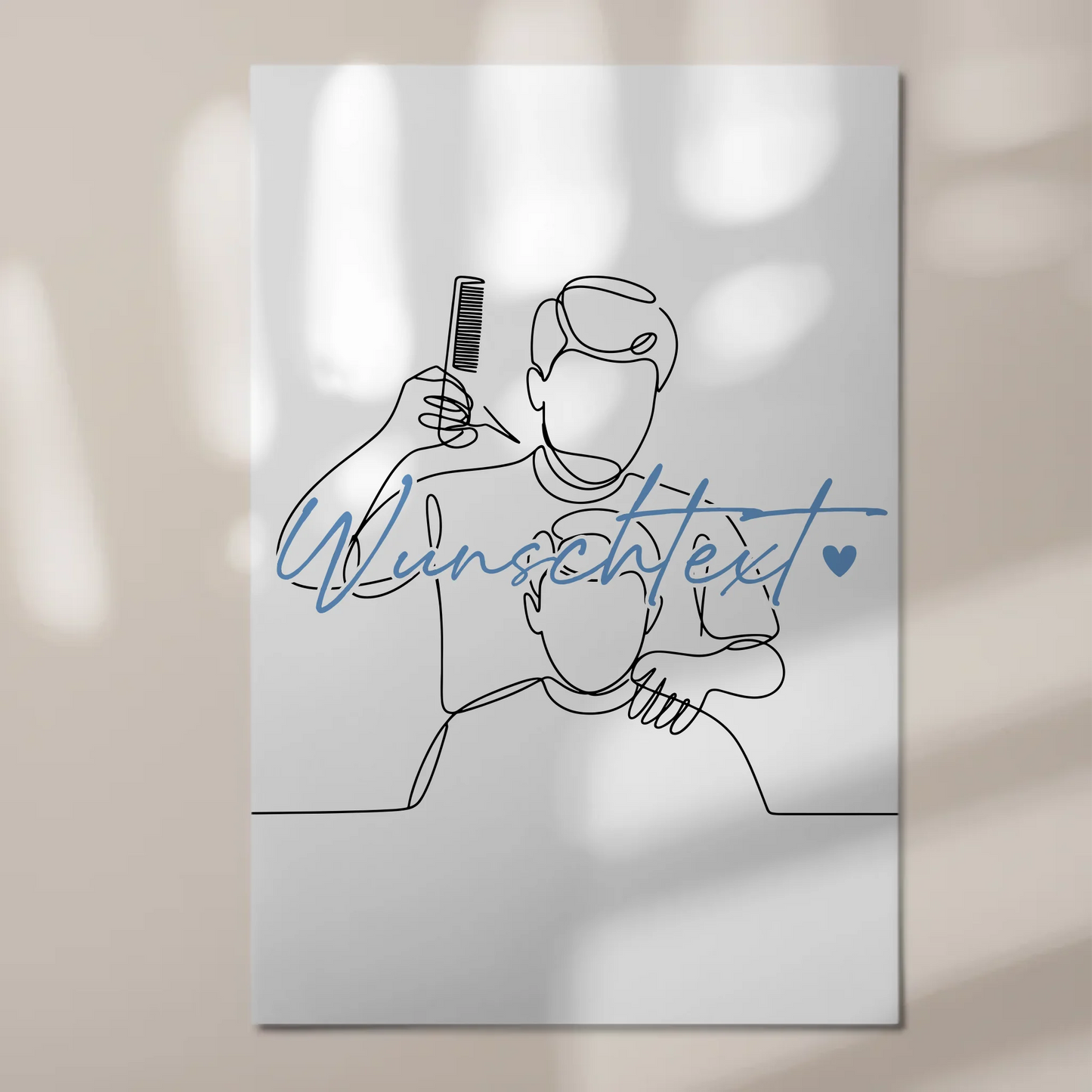 Personalisiertes Fotoboard Magnetisch Lineart Friseur Geschenk Sohn & Bruder