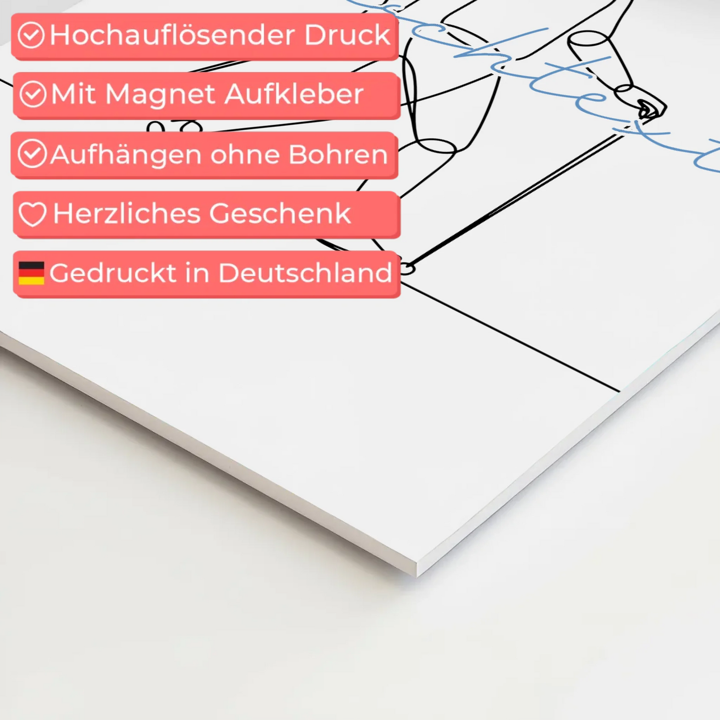 Lineart Fotoboard Magnet Wandbild Wandern Geschenk Sohn & Bruder