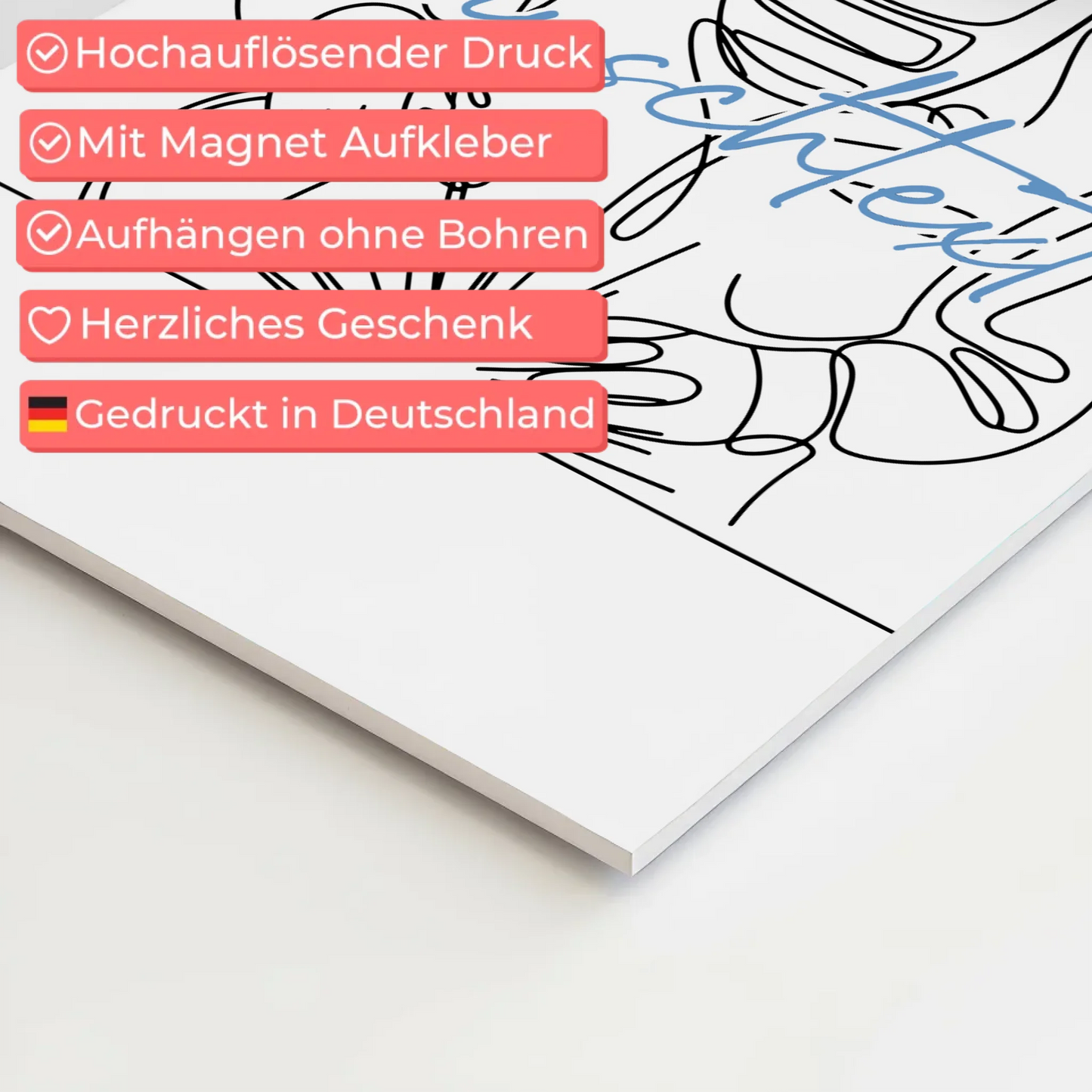 Lineart Fotoboard Magnet Wandbild Schweißer Geschenk Sohn & Bruder