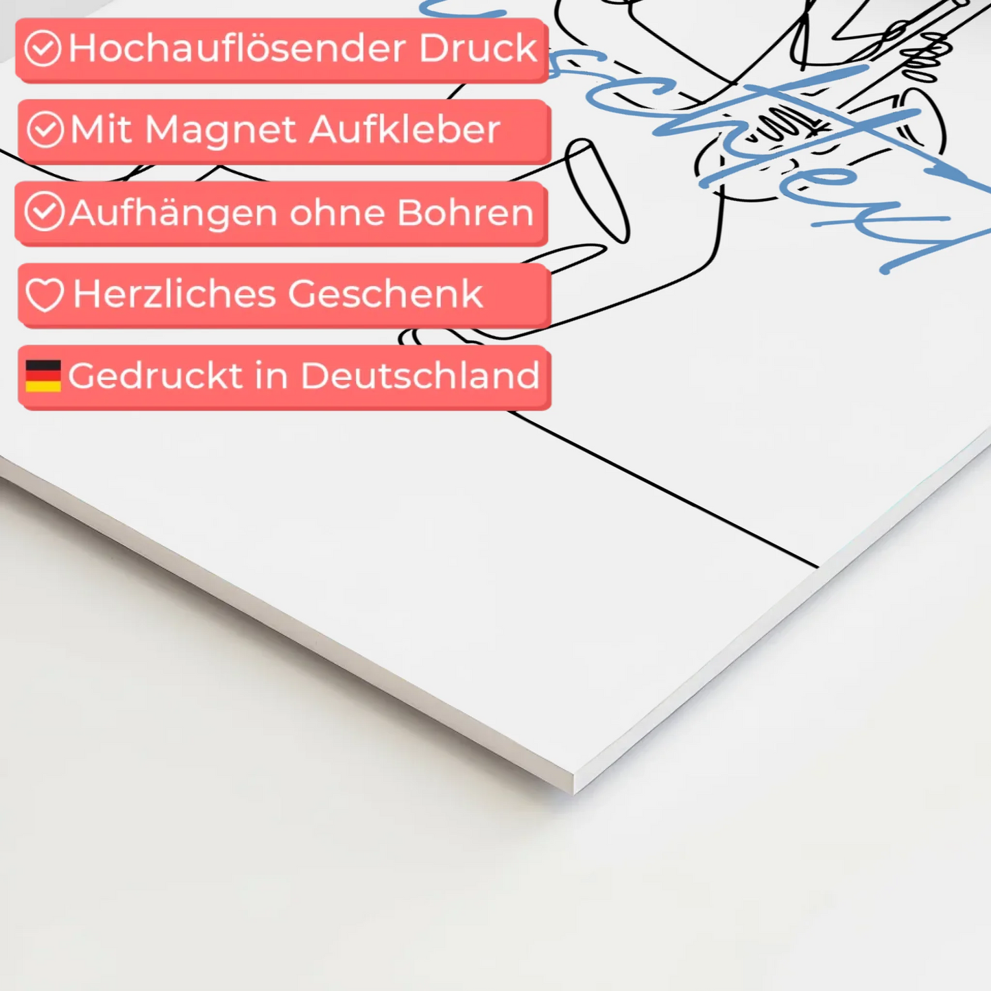 Personalisiertes Fotoboard Magnetisch Lineart Saxophon Geschenk Sohn & Bruder