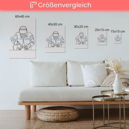 Lineart Fotoboard Magnet Wandbild Schweißer Geschenk Sohn & Bruder