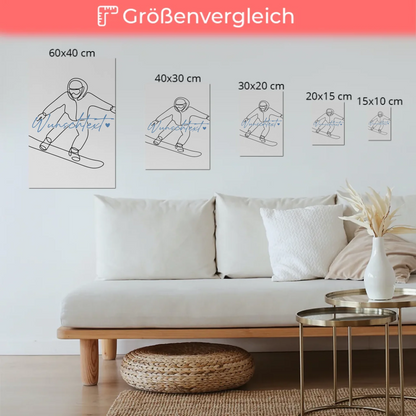 Lineart Fotoboard Magnetisch Personalisiert Snowboarden Geschenk Sohn & Bruder