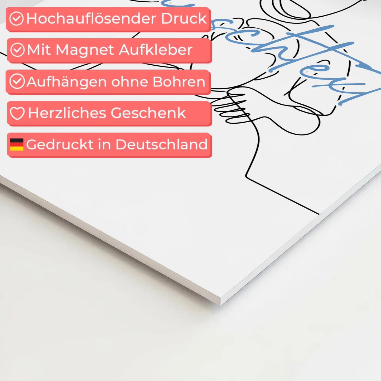 Personalisiertes Fotoboard Magnetisch Lineart Friseur Geschenk Sohn & Bruder