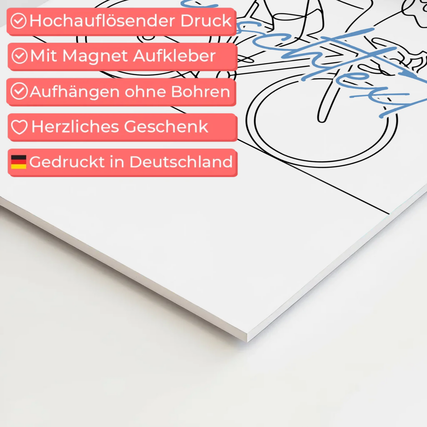 Lineart Fotoboard Magnetisch Personalisiert Rennradfahren Geschenk Sohn & Bruder