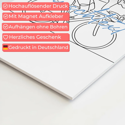 Lineart Fotoboard Magnetisch Personalisiert Rennradfahren Geschenk Sohn & Bruder