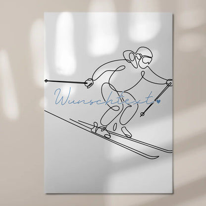 Personalisiertes Fotoboard Magnetisch Lineart Skifahren Geschenk Sohn & Bruder