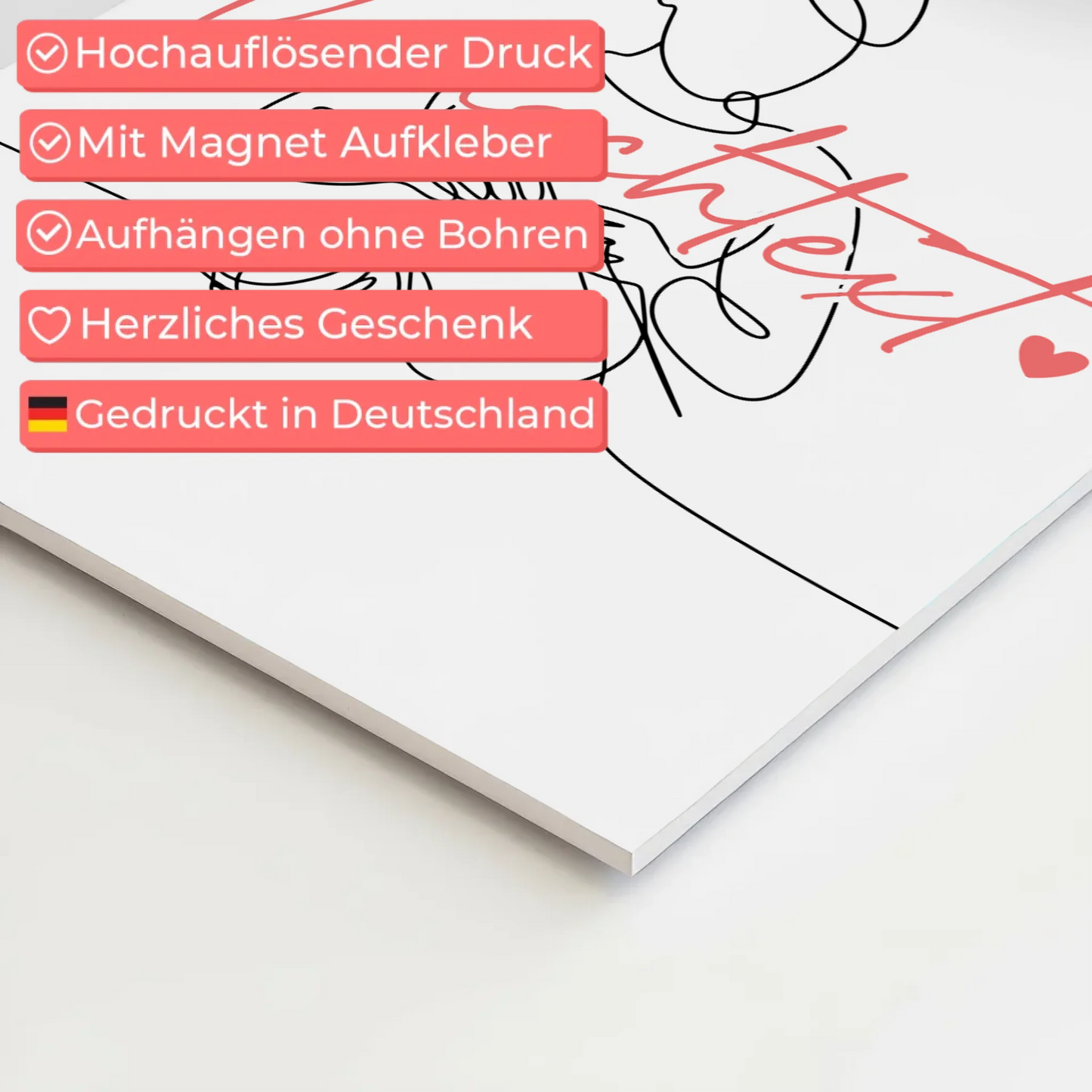 Lineart Fotoboard Magnet Wandbild Stricken Geschenk Tochter & Schwester