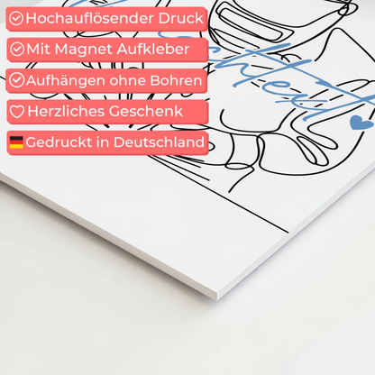 Lineart Fotoboard Magnet Wandbild Schweißer Geschenk Sohn & Bruder