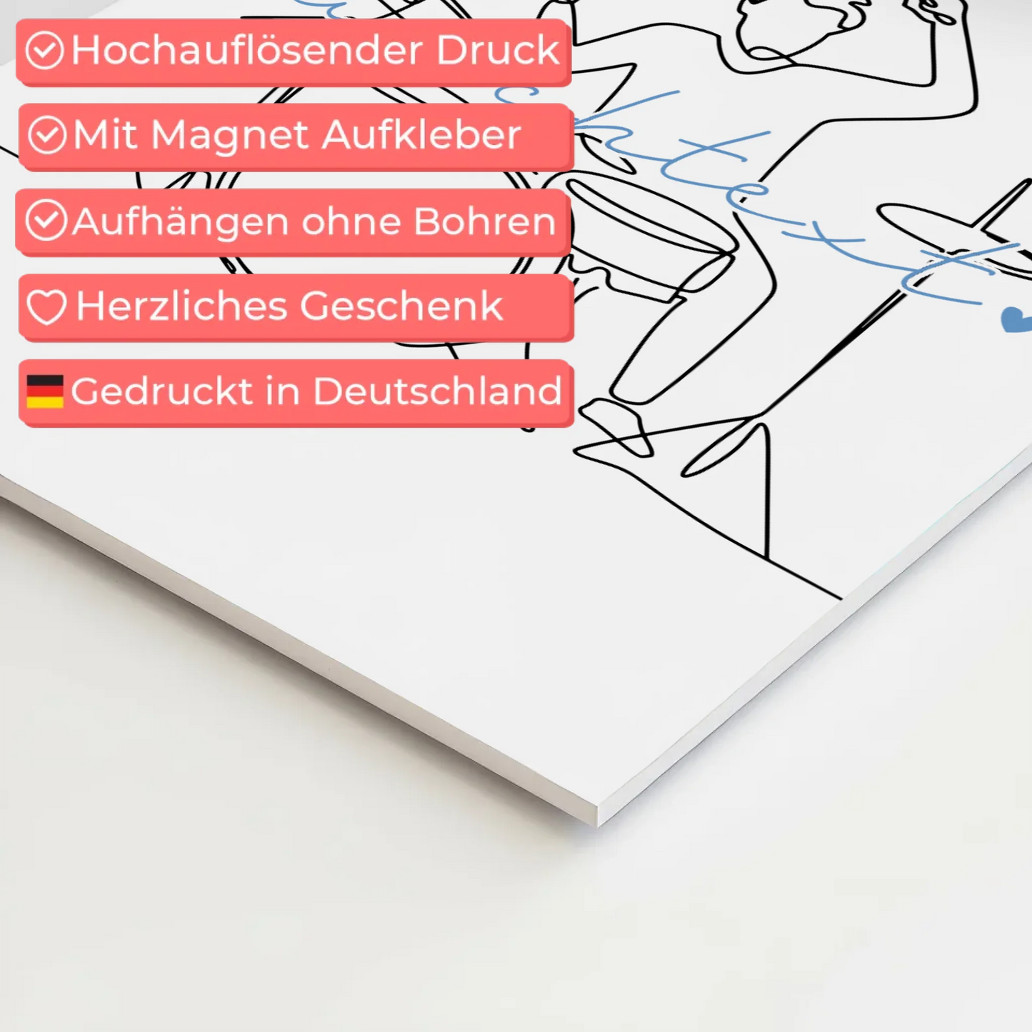 Lineart Fotoboard Magnetisch Personalisiert Schlagzeug Geschenk Sohn & Bruder