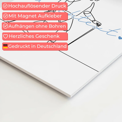 Lineart Fotoboard Magnet Wandbild Wandern Geschenk Sohn & Bruder