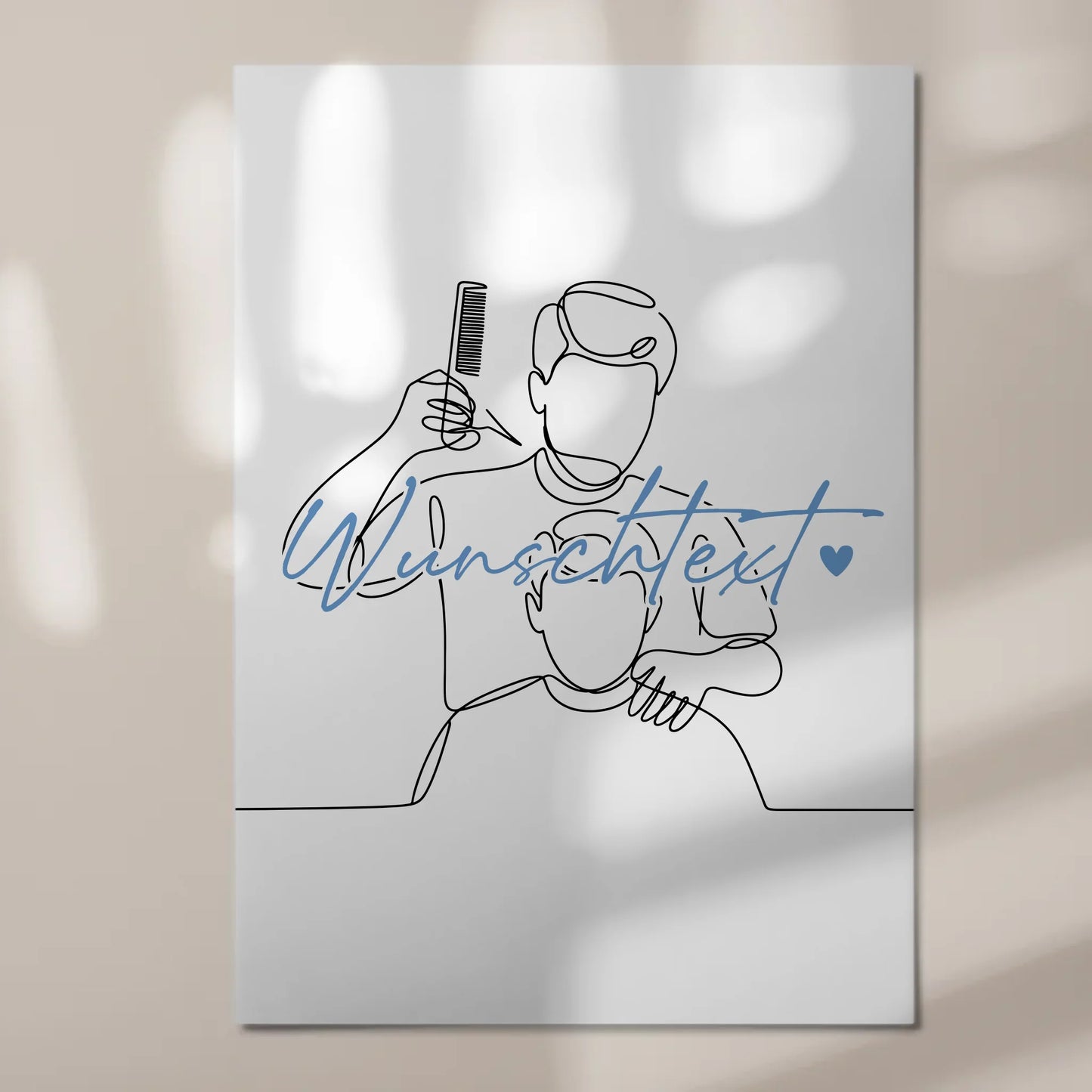 Personalisiertes Fotoboard Magnetisch Lineart Friseur Geschenk Sohn & Bruder