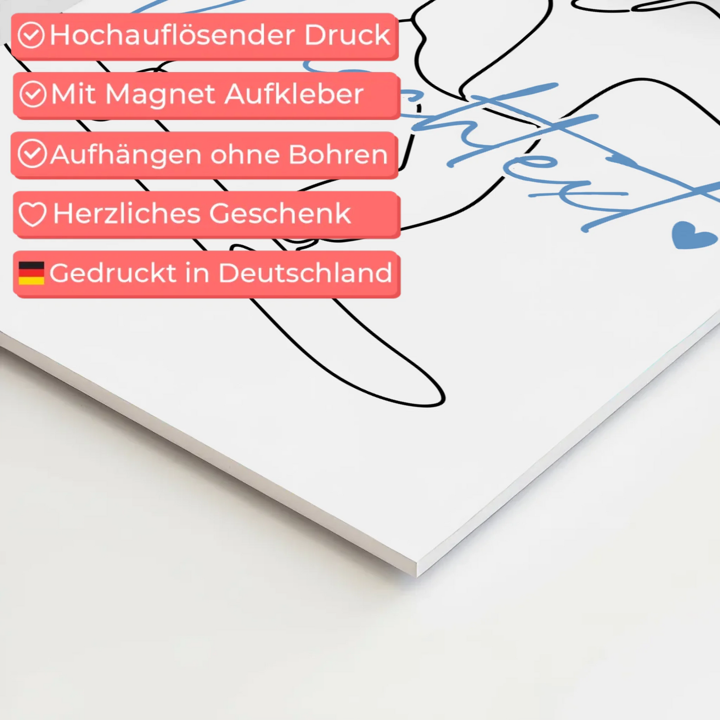 Lineart Fotoboard Magnetisch Personalisiert Snowboarden Geschenk Sohn & Bruder