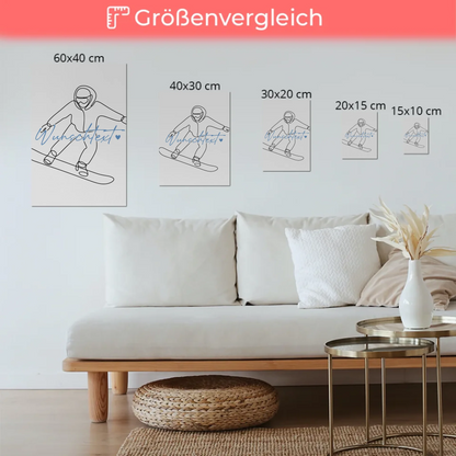 Lineart Fotoboard Magnetisch Personalisiert Snowboarden Geschenk Sohn & Bruder
