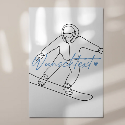 Lineart Fotoboard Magnetisch Personalisiert Snowboarden Geschenk Sohn & Bruder
