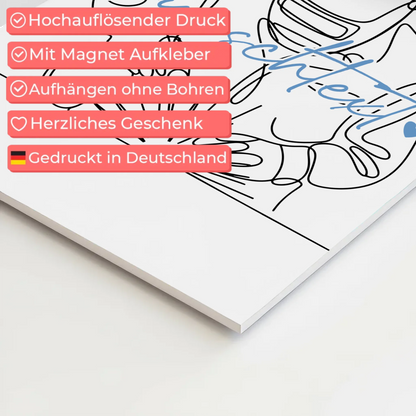Lineart Fotoboard Magnet Wandbild Schweißer Geschenk Sohn & Bruder