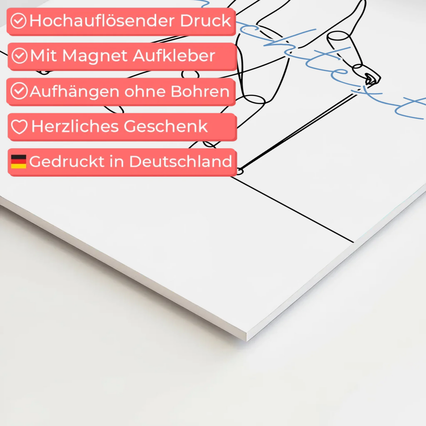 Lineart Fotoboard Magnet Wandbild Wandern Geschenk Sohn & Bruder