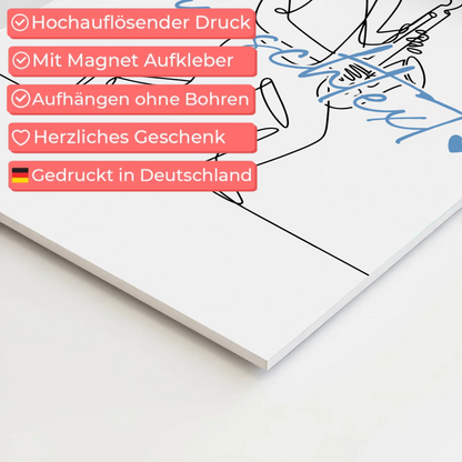 Personalisiertes Fotoboard Magnetisch Lineart Saxophon Geschenk Sohn & Bruder