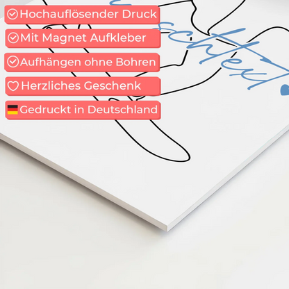 Lineart Fotoboard Magnetisch Personalisiert Snowboarden Geschenk Sohn & Bruder