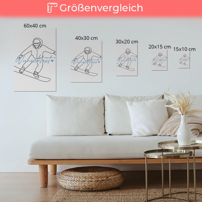 Lineart Fotoboard Magnetisch Personalisiert Snowboarden Geschenk Sohn & Bruder