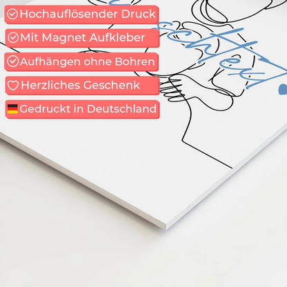 Personalisiertes Fotoboard Magnetisch Lineart Friseur Geschenk Sohn & Bruder