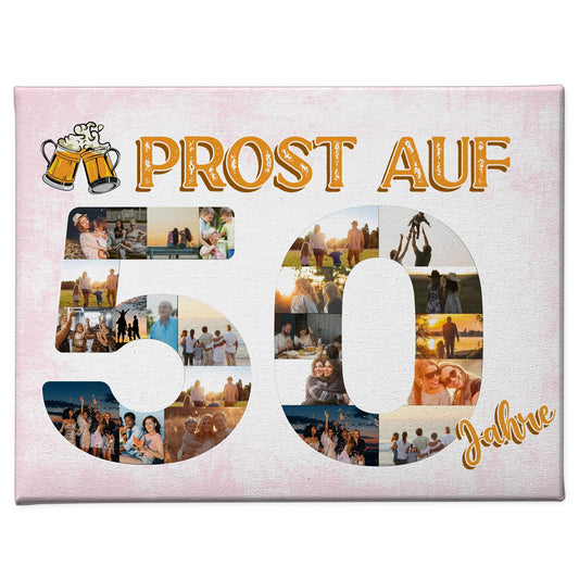 Personalisierte Leinwand Prost Auf 50 Geburtstag Für Männer Bier