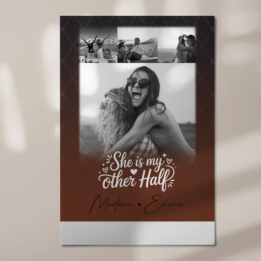 Personalisierbares Fotoboard Poster Magnetisch mit 4 Fotos She is my other half Geschenk 1