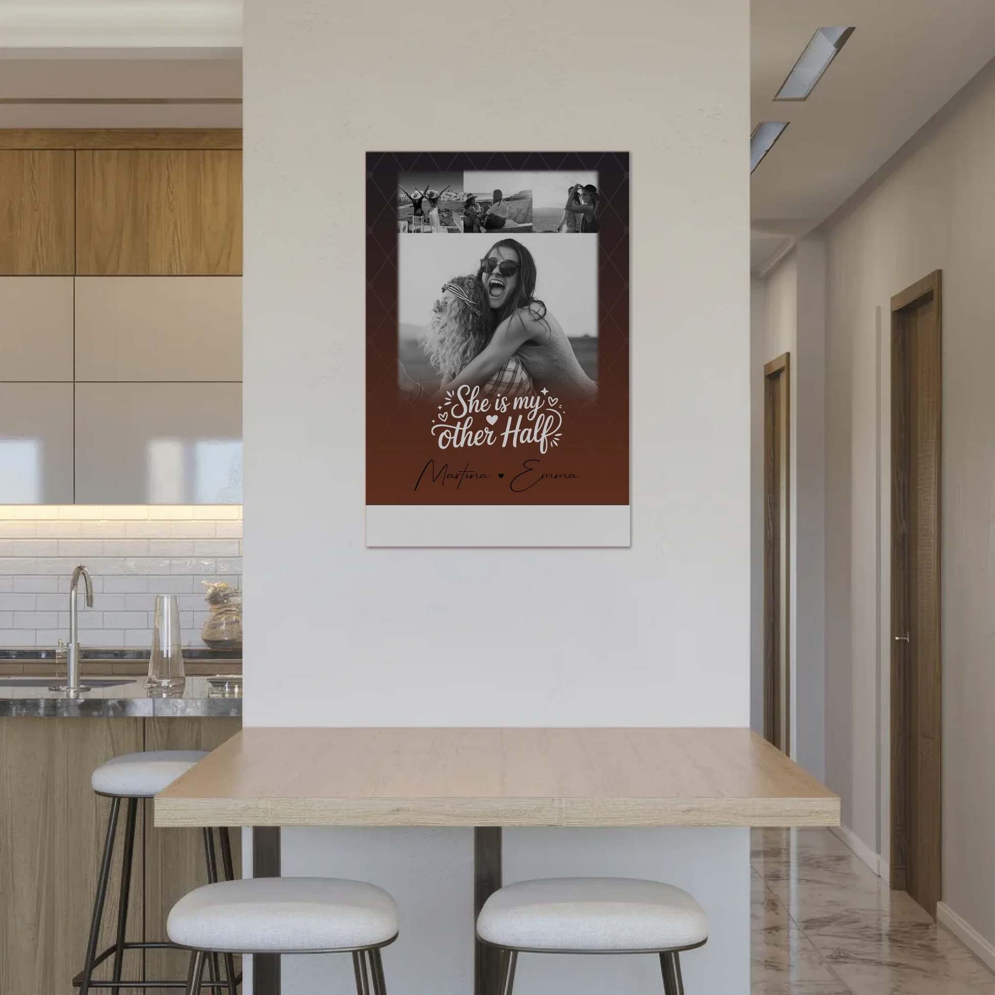 Personalisierbares Fotoboard Poster Magnetisch mit 4 Fotos She is my other half Geschenk 2
