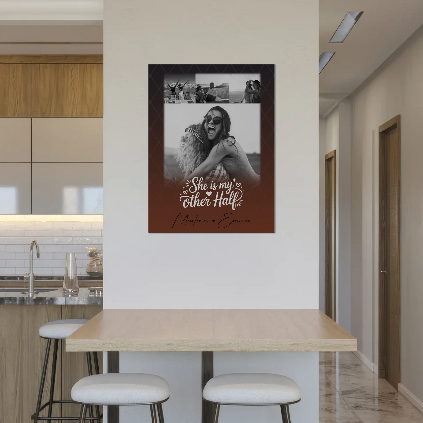 Personalisierbares Fotoboard Poster Magnetisch mit 4 Fotos She is my other half Geschenk 8