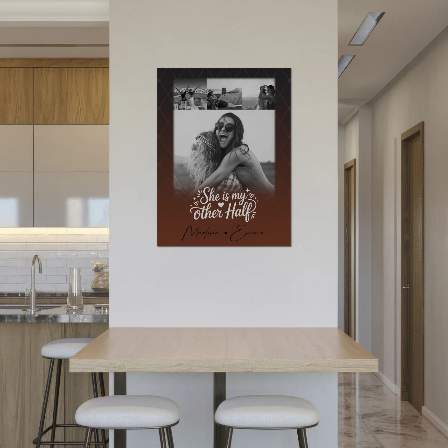 Personalisierbares Fotoboard Poster Magnetisch mit 4 Fotos She is my other half Geschenk
