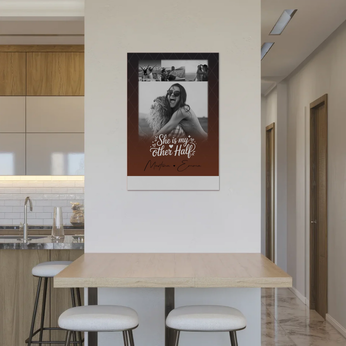 Personalisierbares Fotoboard Poster Magnetisch mit 4 Fotos She is my other half Geschenk