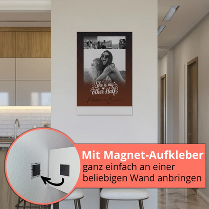 Personalisierbares Fotoboard Poster Magnetisch mit 4 Fotos She is my other half Geschenk