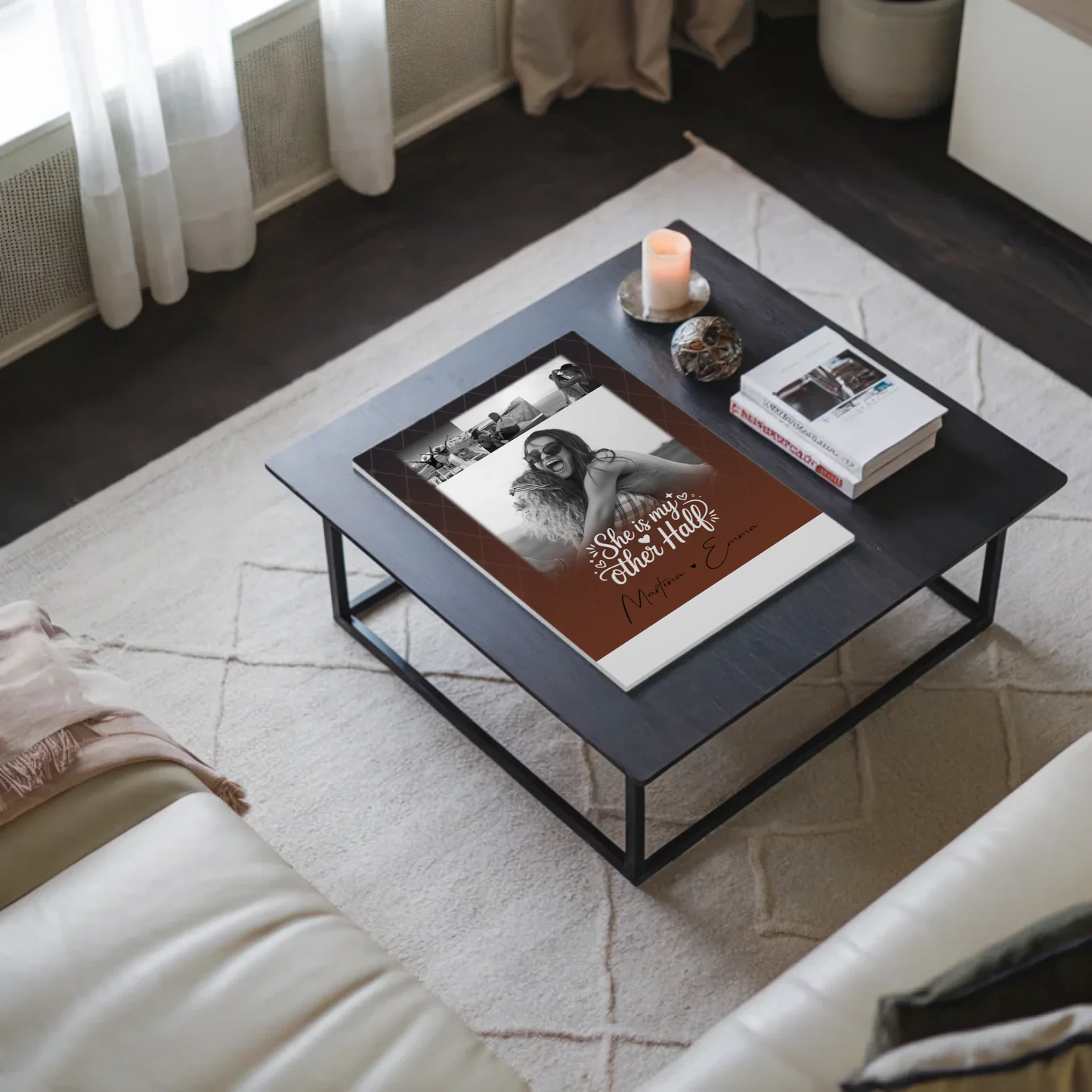 Personalisierbares Fotoboard Poster Magnetisch mit 4 Fotos She is my other half Geschenk