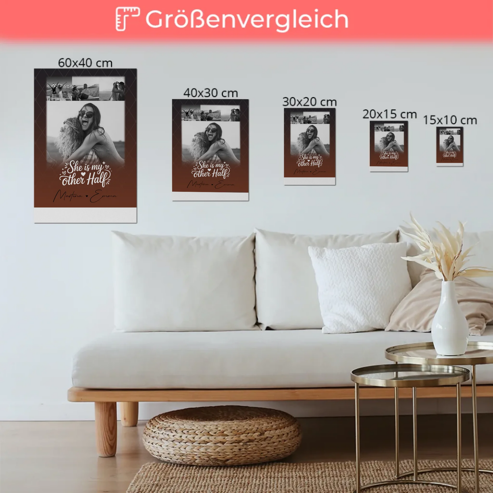 Personalisierbares Fotoboard Poster Magnetisch mit 4 Fotos She is my other half Geschenk 6