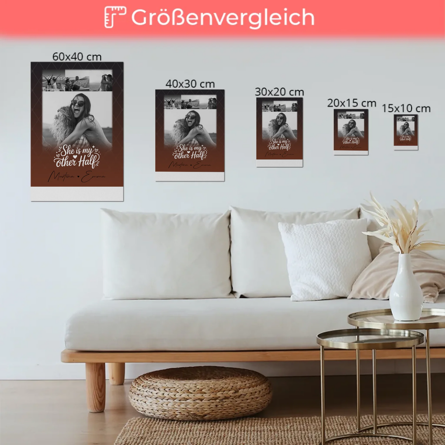 Personalisierbares Fotoboard Poster Magnetisch mit 4 Fotos She is my other half Geschenk