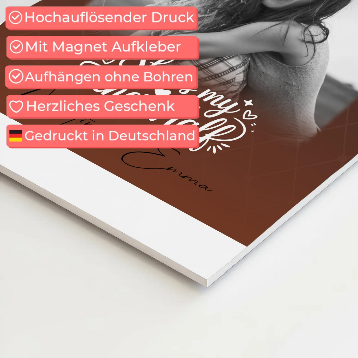 Personalisierbares Fotoboard Poster Magnetisch mit 4 Fotos She is my other half Geschenk
