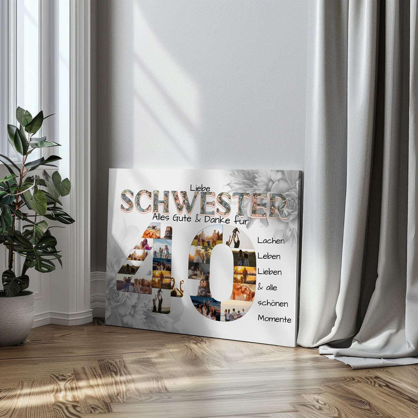Leinwand Fotocollage 40 Geburtstag für Schwester Alles Gute Fotocollage