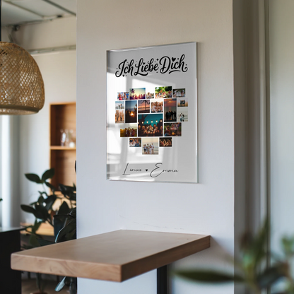 Personalisierte Acrylglas Bild Fotocollage mit 19 Herz Fotos Ich liebe Dich Geschenk