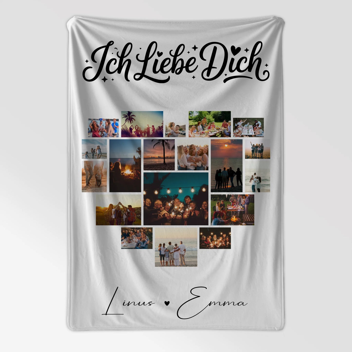Personalisierte Decke mit Namen Fotocollage 19 Herz Fotos Ich liebe Dich Geschenk 7