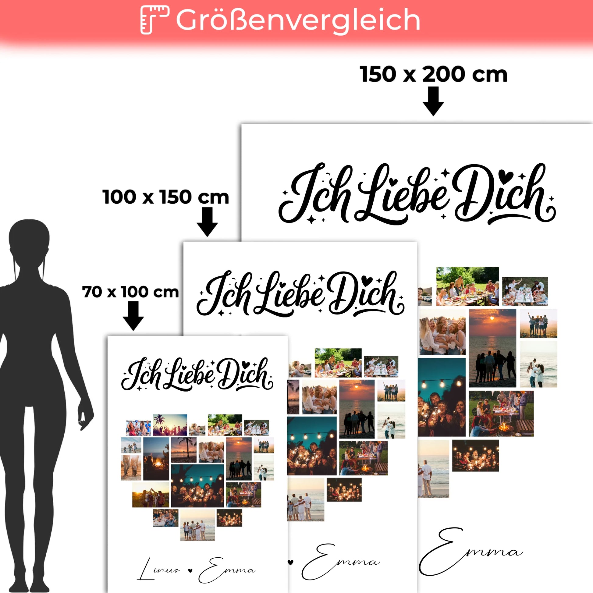 Personalisierte Decke mit Namen Fotocollage 19 Herz Fotos Ich liebe Dich Geschenk 5