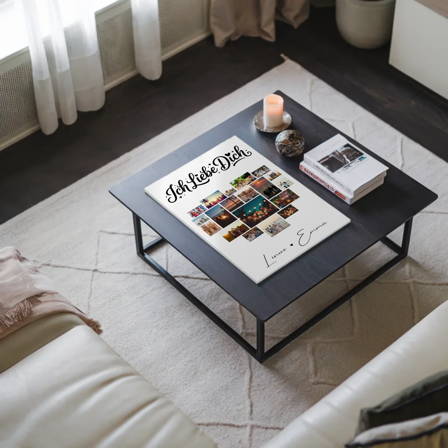 Personalisiertes Fotoboard Magnetisches Wandbild mit 19 Herz Fotos Ich liebe Dich Geschenk