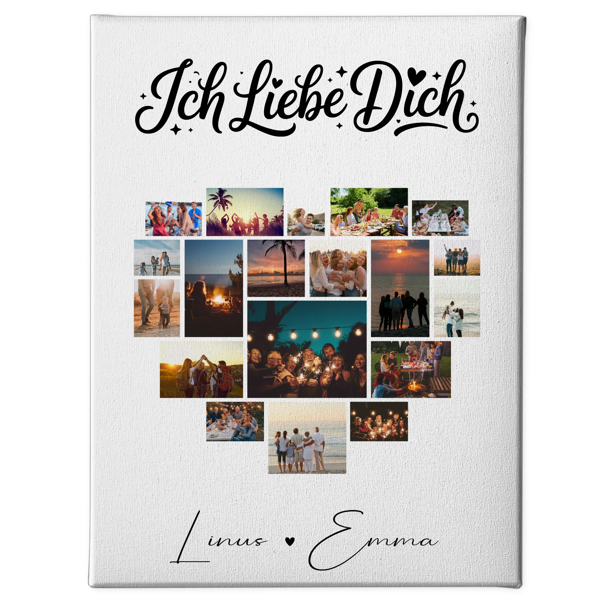 Personalisierte Leinwand Paare mit Fotocollage 19 Herz Fotos Ich liebe Dich Geschenk 1