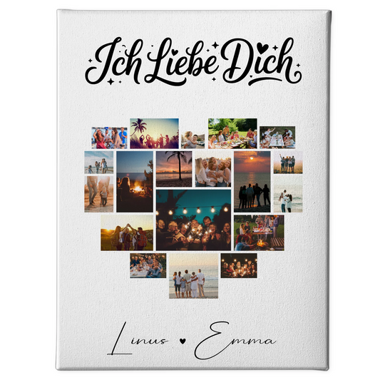 Personalisierte Leinwand Paare mit Fotocollage 19 Herz Fotos Ich liebe Dich Geschenk 1