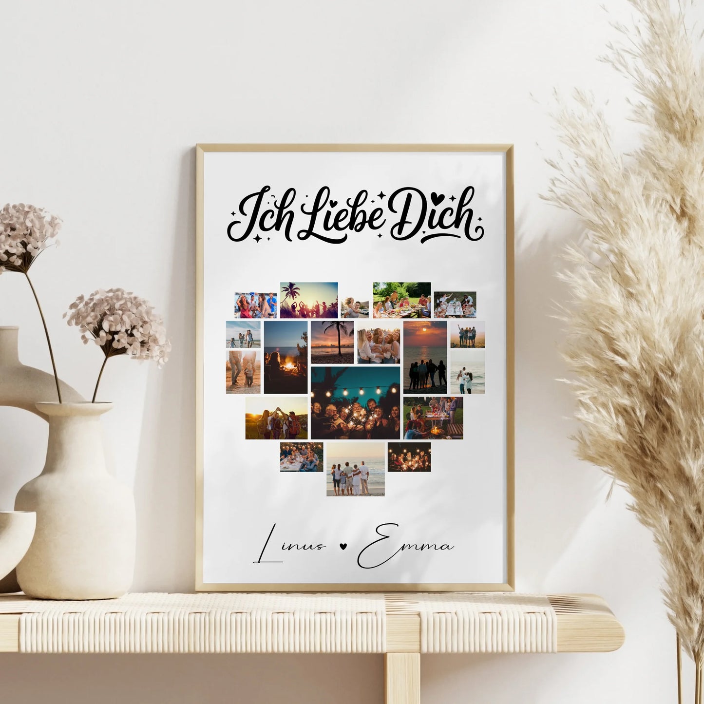 Personalisierte Poster Partner Fotocollage 19 Herz Fotos Ich liebe Dich