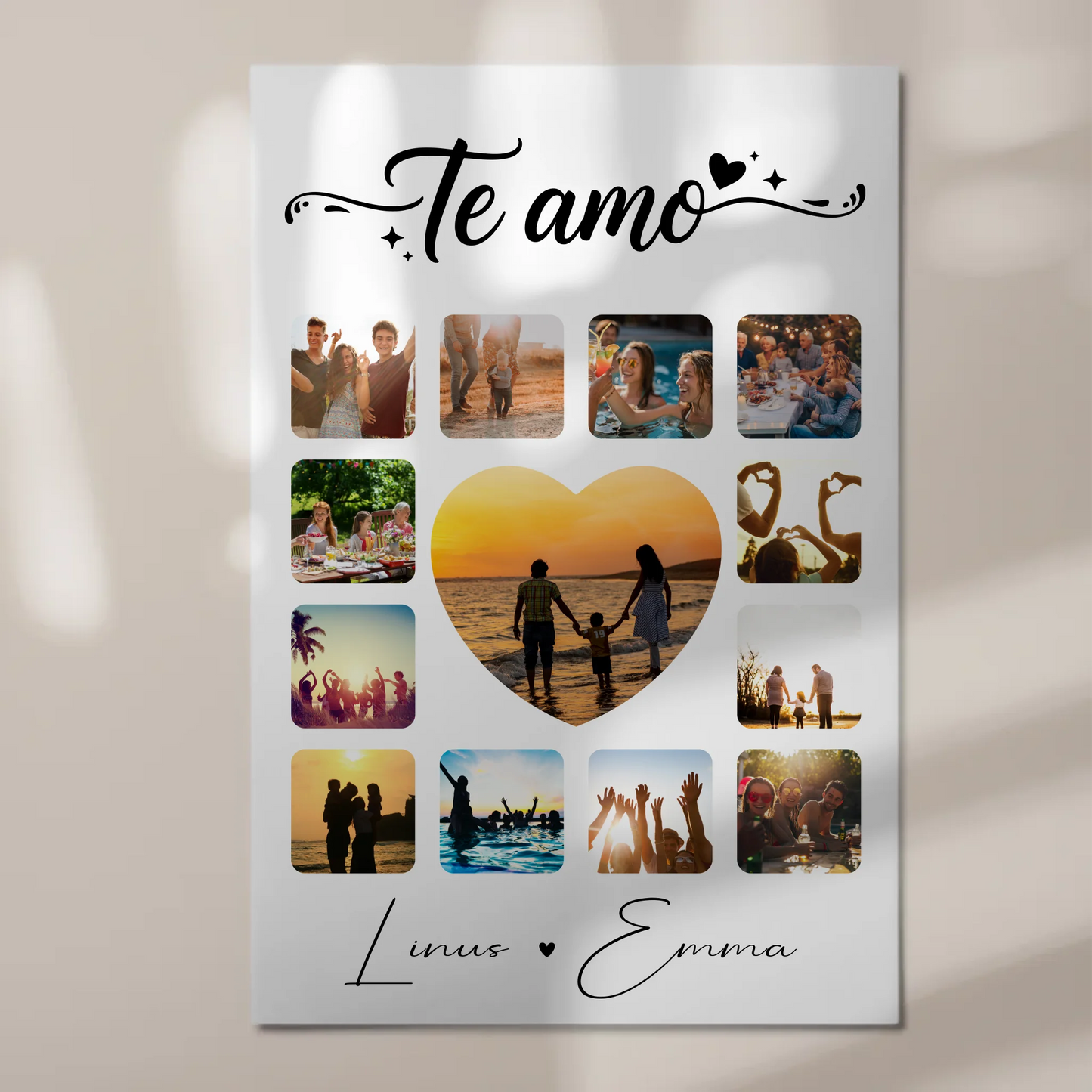 Magnetposter Fotoboard Für Paare 13 Fotos Te amo Liebe auf Spanisch Persönliches Geschenk 1
